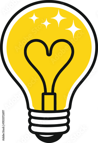 Creative Light Bulb with Heart Filament Vector Icon