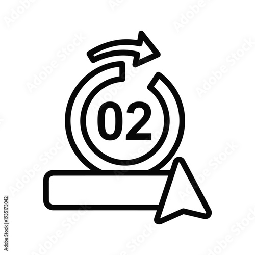 Icon depicting a circular process flow with step number two on a road sign