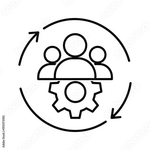 Collaboration and continuous improvement depicted through teamwork and innovation symbols