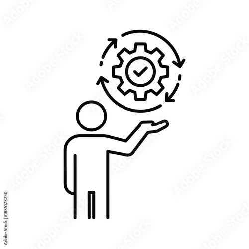 Person lifting a gear symbolizing progress and innovation in development processes