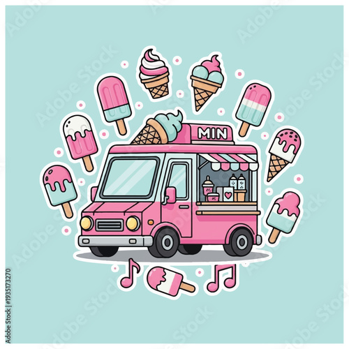 Pink Ice Cream Truck with Treats.