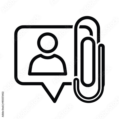 Speech bubble with a paperclip icon symbolizing communication and attachment