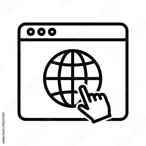 A hand selecting a globe on a computer screen symbolizing global connectivity and exploration