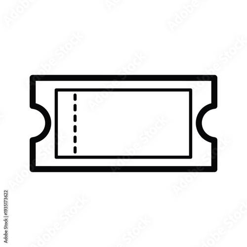 A classic perforated ticket stub with a dashed line in the center