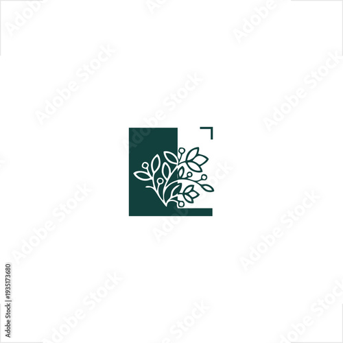 Elegant letter L formed by stylized botanical branches, leaves, and berries in minimalist line art style. Flat vector logo ideal for wellness, healthcare, spa, clinic, and organic lifestyle branding i