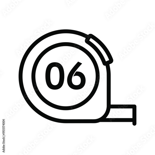 Black and white illustration of a tape measure showing measurement of zero point six