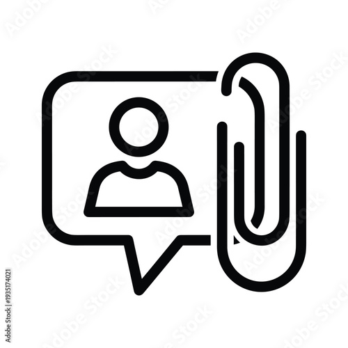 Person sharing information or message with a paperclip icon