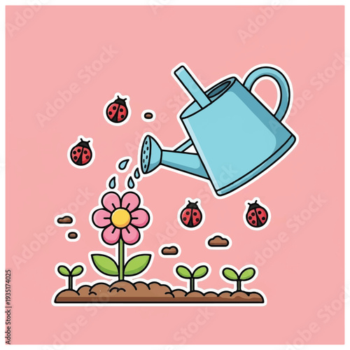 Watering Can Nourishing Flower and Seedlings.