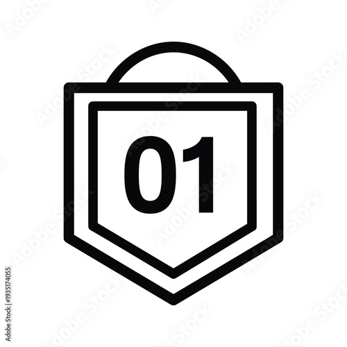 Black and white shopping bag icon labeled with number 01