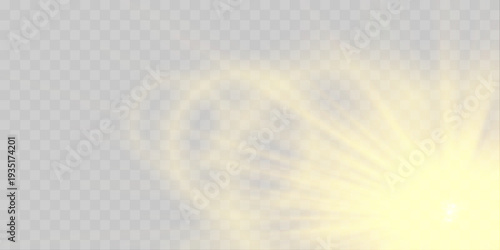 Bright yellow sun rays streak across a glowing abstract sky. Glowing layers and light gradients create motion, depth, and radiant visual charm. Ideal for sunny digital compositions vector