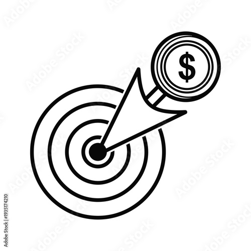 Targeting financial success with a bullseye and dollar sign arrow.