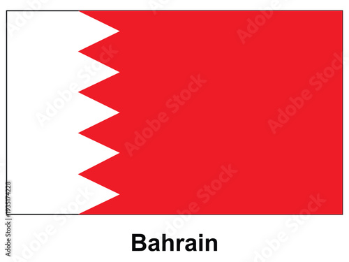 National Flag of Bahrain with Red Background and White Serrated Edge