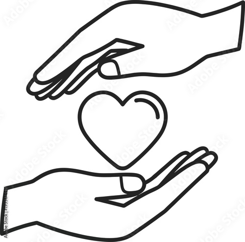Two hands gently holding a heart symbolizing love and care
