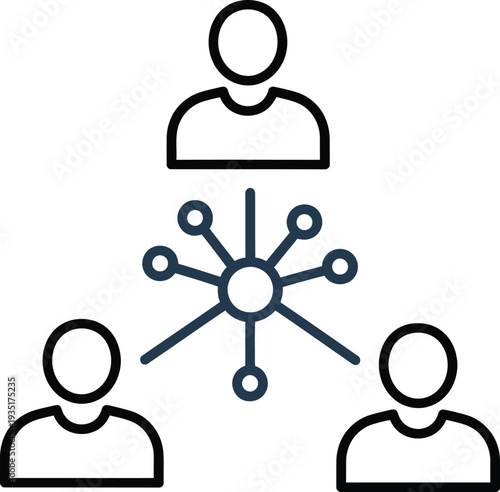 Hierarchical organizational structure with interconnected nodes and individuals