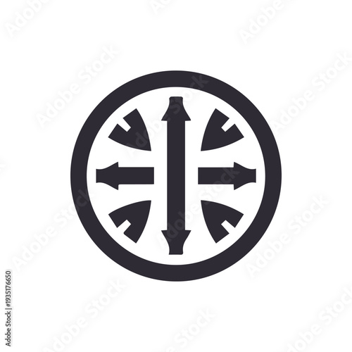 Minimalist Black Circular Icon With Arrows Pointing All Directions