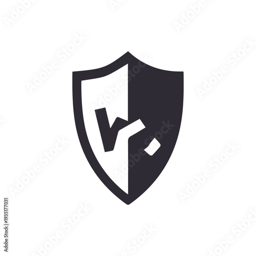 Broken Shield Icon Symbolizing Vulnerability and Security Breach