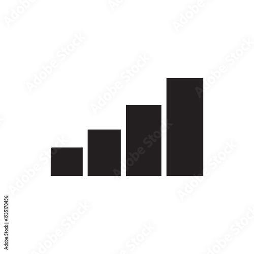 Minimalist Black Signal Strength Bar Icon for Wireless Connection