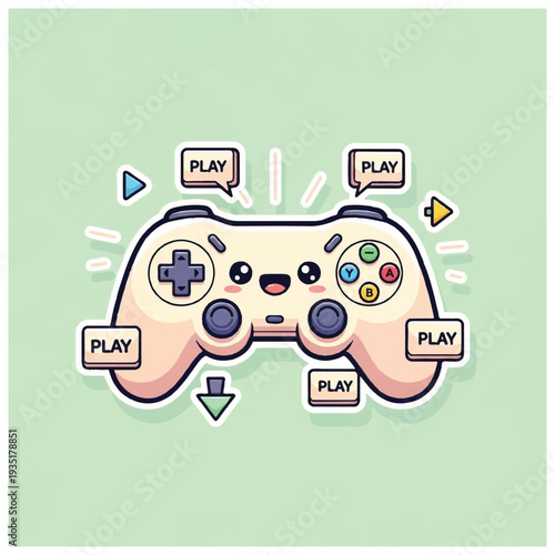 Gaming Controller with Play Buttons Surrounding.