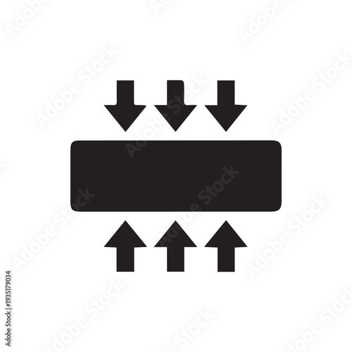 Minimalist black icon illustrating compression force from two sides