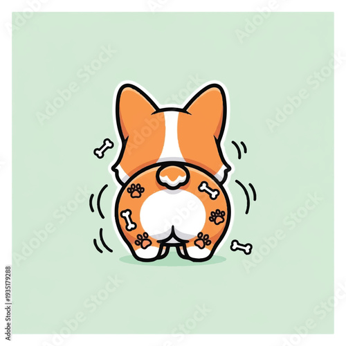 Cartoon Dog Rear View with Bones.