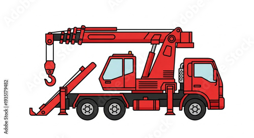 Red Tow Truck Vehicle Illustration.