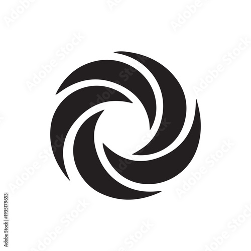 Minimalist Black Swirl Abstract Circular Logo on a White Background