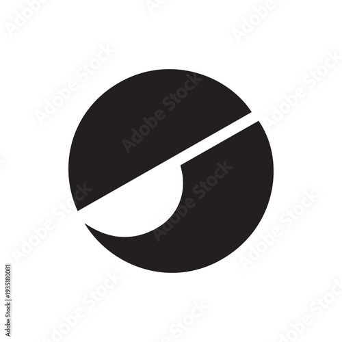 Minimalist Black Circle with White Cutout Abstract Geometric Logo
