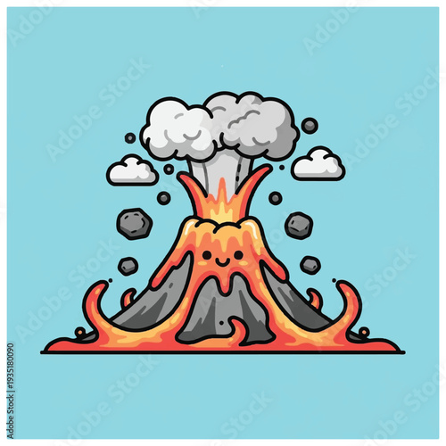 Volcano Erupting with Lava and Ash.