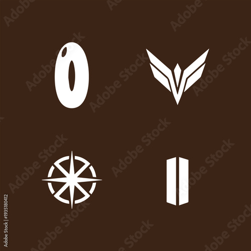 Obraz na plátně Four Minimalist White Logos From The Destiny 2 Universe On Brown