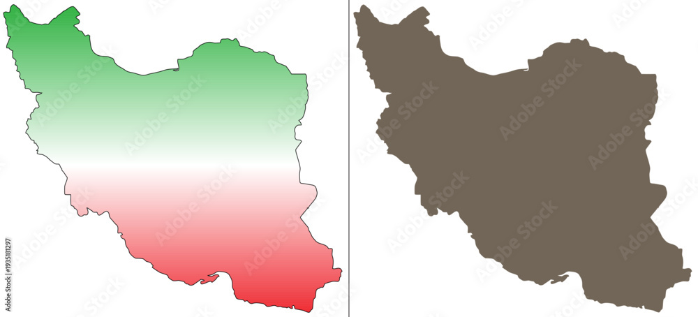 Obraz premium Geographical and political map representation of iran with color variations