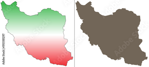 Geographical and political map representation of iran with color variations