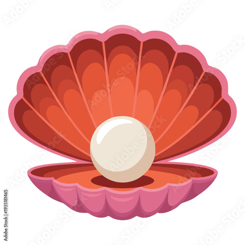 Clam shell with pearl vector isolated illustration ocean treasure design perfect for marine theme jewelry concept beach decoration and luxury natural artwork