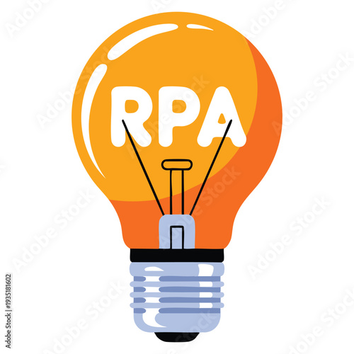 Classic light bulb shining as representation of idea for robotic process automation and digital innovation concept