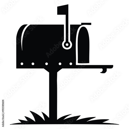Classic outdoor mailbox silhouette icon post mail delivery symbol isolated design element for communication postal service and home exterior themes