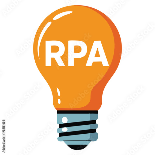 Classic light bulb glowing representing idea for robotic process automation innovation technology illustration