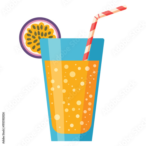 Colourful summer passion fruit cocktails flat vector illustration perfect for tropical party menu bar advertising and refreshing drink themed artwork