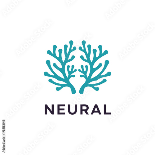 Neuron Nerve Cell or Coral Seaweed logo design inspiration.