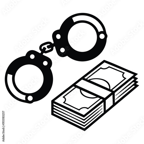 Corporate crime financial black money icon simple vector illustration for web design, concept of illegal finance and corruption