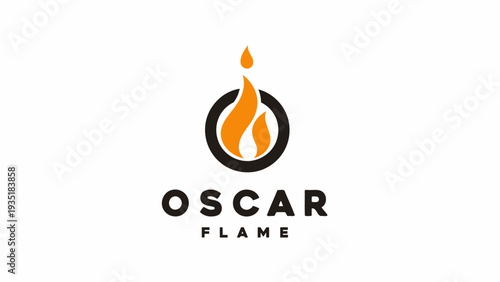 Oscar Flame Logo Concept, Modern Minimal Flame Emblem and Corporate Brand Identity.