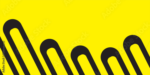 High-contrast abstract background featuring bold black rounded diagonal bars over a vibrant yellow backdrop. eps10
