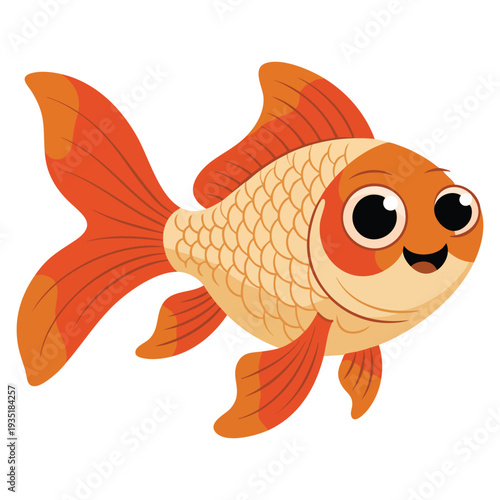 Cute aquarium fish on white background flat vector illustration in simple child style suitable for children posters nursery decor educational prints and playful marine designs