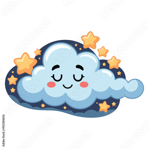 Cute clouds kawaii sky character vector illustration for cartoon weather and playful design