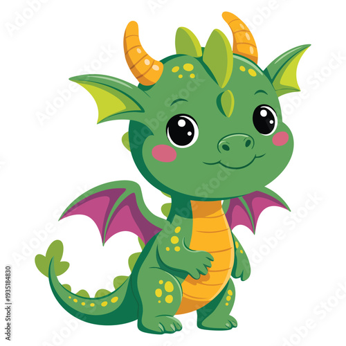 Cute dragon vector illustration design featuring fantasy creature character ideal for cartoon mascot sticker print children book and magical adventure themes