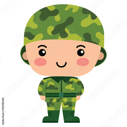 Cute soldier character vector illustration design ideal for cartoon mascot children theme military costume artwork sticker print and playful decorative projects