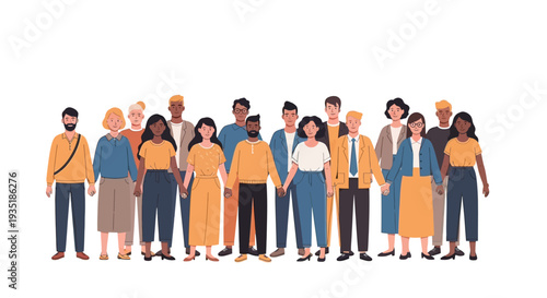 Diverse Group of People Standing Together.