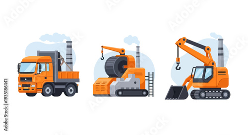 Heavy Machinery Excavator Crane Truck Equipment.