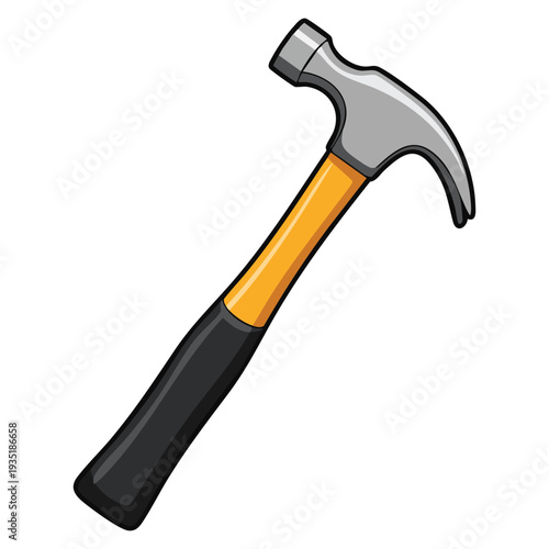 DIY themed vector of a classic claw hammer ideal for construction tools repair workshop and home improvement design concepts