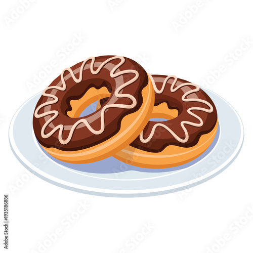 Donuts on plate design sweet food and dessert theme vector design element ideal for bakery branding menu and delicious treat artwork