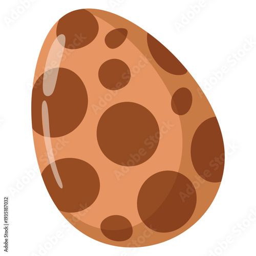 Dotted chocolate egg icon in cartoon vector style representing Easter candy and golden caramel sweet treat design for festive holiday celebration themes