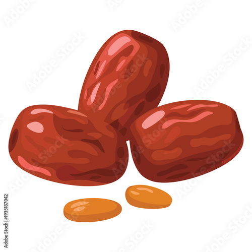 Dried dates or jujube Phoenix dried fruit vector illustration cartoon symbol logo clip art perfect for healthy food branding packaging and natural product design